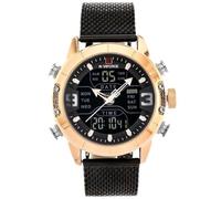 NAVIFORCE - NF9153 - Dual Time Mens Watches Analogue Digital Antiallergic (Band : Black/Index : White/Case : Rosegold)
