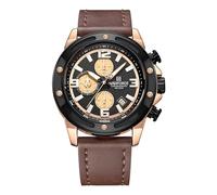 NAVIFORCE Sport Watches for Men Analog Quartz Chronograph Leather Strap Wrist Watch (Gold)