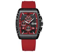 NAVIFORCE Watch Wristwatch Fashion Hollow Big Dial Luminous Waterproof Sport Analog Quartz Business Mens Watches Silicon Strap Dress Watch (Red)