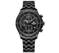 NAVIFORCE Watches for Men Big Face Analog Quartz Business Dress Chronograph Multifunction Stainless Steel Calendar Waterproof Luminous Mens Wrist Watch (Black)