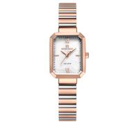 NAVIFORCE Woman Simple Retro Style Bracelet Stainless Steel Watches, Vintage Rectangular Case Watch for Women with Adjustment Tool, Rose Gold + White + Rose Gold, Fashion