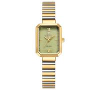 NAVIFORCE Woman Simple Retro Style Bracelet Stainless Steel Watches, Vintage Rectangular Case Watch for Women with Adjustment Tool, Gold + Green + Gold, Fashion
