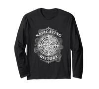 Navigating History Compass Gears Antique Cartographer Long Sleeve T-Shirt