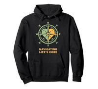 Navigating Life's Core Compass Heart Design Pullover Hoodie