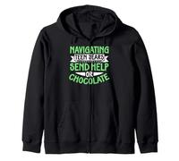 Navigating Teen Years Send Help or Chocolate Mom Zip Hoodie