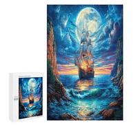 Navigation Sailboat 1000Pc Jigsaw Puzzles Adults Children The Sea Ship Jigsaws Post-Retirement Leisure Challenging Puzzle Great Gift Seniors Stress Reliever 1000 PCS