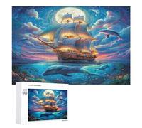 Navigation Sailboat 1000Pc Jigsaw Puzzles Adults Kids The Sea Ship Jigsaws Weekend Craft Activity Parent-Child Bonding Vibrant Design Perfect Festival Gift 1000 PCS