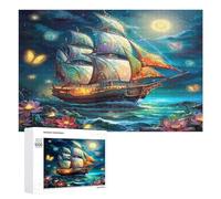 Navigation Sailboat 1000Pc Jigsaw Puzzles Adults Kids The Sea Ship Jigsaws Weekend DIY Activity Parent-Child Bonding Vibrant Design Perfect Festival Gift 1000 PCS