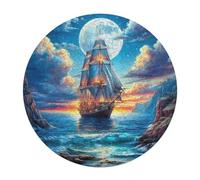 Navigation Sailboat 120 Piece Circular Jigsaw Puzzle The Sea Ship Animal Shape Durable Large Format Puzzle Stress Relief Home Decor Gift Educational Challenging 120 PCS
