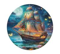 Navigation Sailboat 120 Piece Circular Puzzle The Sea Ship Animal Shape Learning Puzzle for All Ages Creative Brainteaser Gift Home Decor Relaxing Activity Challenging 120 PCS