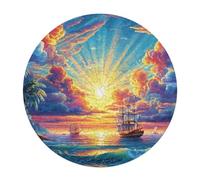 Navigation Sailboat 120 Piece Circular Puzzle The Sea Ship Animal Shape Premium Quality Stress Relief Brainteaser for Adults & Kids Home Decor Educational Game 120 PCS