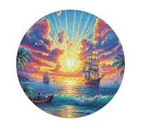Navigation Sailboat 120 Piece Round Jigsaw Puzzle The Sea Ship Animal Shape Relaxing Gift Puzzle Stress Relief Home Decor Brainteaser Creative Challeng Challenging 120 PCS