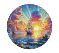 Navigation Sailboat 120 Piece Round Puzzle The Sea Ship Animal Shape Relaxing Brainteaser for Adults & Kids Family Bonding Activity Stress Relief Home Decor Gift Idea 120 PCS