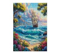 Navigation Sailboat 300 Piece Complete Jigsaw Puzzle Set The Sea Ship Teens Beginners Mind Relaxation Puzzle Fans Group Play Anniversary Fathers Gift Thick Cardboard 300 PCS