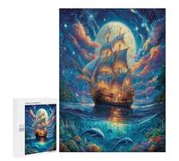Navigation Sailboat 500 Piece Jigsaw Puzzles Adults Kids The Sea Ship Jigsaws Dining Room Decor Accent Whimsical Challenging Puzzle Stress Relief 500 PCS