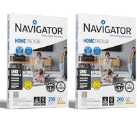 Navigator Home Pack - A4 Printer Paper - Multi-Purpose Printer Paper - Photocopier Paper - White - 90gsm - 200 Sheets (Pack of 2)