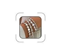 Navirix 4 Pcs Silver Beaded Pearl Bracelets Set for Women Stackable Stretch Pearls Beads Bangles Retro Elastic Bead Balls Bracelets Jewelry Accessories, L, Alloy, no gemstone