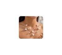 Navirix Boho Layered Heart Choker Necklace for Women Chunky Acrylic Love Crystal Beaded Statement Necklace Beach Vacation Jewelry Costume Accessories, L, Metal, No Gemstone