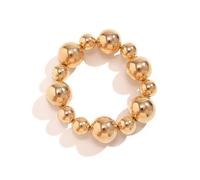 Navirix Chunky Gold Beaded Ball Bracelets for Women Exaggerated Big Balls Chain Bracelets Boho Large Elastic Beads Link Bangle Birthday Jewelry Accessories, L, Plastic, no gemstone