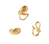 Navirix Chunky Gold Line Contour Ring for Women Irregular Geometric Hollowing Bending Twisting Minimalist Lines Open Ring Set Fashion Personalized Statement Jewelry, Alloy Steel, No Gemstone