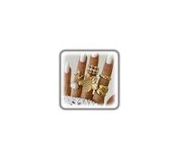 Navirix Chunky Gold Stackable Statement Rings Set for Women Square Knuckle Finger Ring Vintage Crystal Dome Rings Personalized Birthday Jewelry Accessories, Metal, No Gemstone