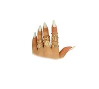 Navirix Gold Stackable Rhinestone Rings Set for Women,Vintage Chunky Corss Virgin Mary Statement Rings,Dainty Confirmation Bapstism Gifts Jewlery Gift, Metal, No Gemstone
