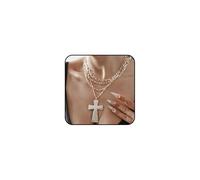 Navirix Multilayer Gold Chunky Cross Pendant Necklaces for Women Punk Large Crucifix Choker Necklaces Adjustable Big Cross Chain Necklace Jewelry Accessories, L, Metal, No Gemstone