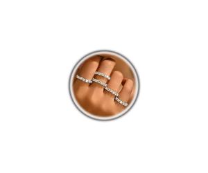 Navirix Rhinestone Rings for Women, Sparkle Crystal Stackable Stretch Ring Set, Glitter CZ Knuckle Rings for Wedding Bride, 24, Alloy Steel, No Gemstones