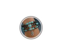 Navirix Stackable Boho Turquoise Bracelet Set for Women,Vintage Heart Teal Beaded Elastic Bracelets,Western Jewelry Gift Ethnic Outfit Accessories, L, Alloy, no gemstone