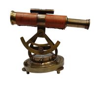 Navirock 5" Nautical Brass Theodolite Alidade Leather Compass Transit Telescope Antique Survey Instrument Marine Navigation Home/Office Table Decor