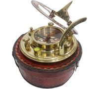 NAVIROCK Antique Home Decor Gifts Vintage 4" Sundial Compass Solid Shiny Brass & Copper Sun Dial Rustic