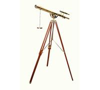 Navirock Shiny Brass Finish W/Brown Tripod Anchor Master Sky Watcher Vintage Telescope Maritime Scope Gift
