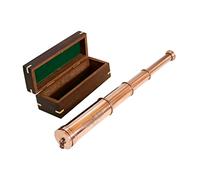 Navirock Vintage Antique Copper Finish Telescope with Wooden Box London 1915 Marine Nautical X-mas Gift