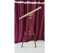 Navirock Vintage Shiny Brass Finish Telescope Nautical Floor Standing Harbor Master Tripod Handcrafted Nautical Home & Office Decor