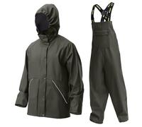 Navis Marine Heavy Duty Men's PRO Rain Suit Set - EN 343 Waterproof Jacket & Bib Trousers, 0.45mm PVC/PU for Outdoor Workwear JourneyMan WS-005(Green,M)