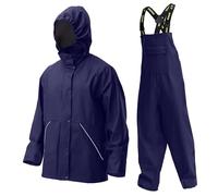 Navis Marine Heavy Duty Men's PRO Rain Suit Set - EN 343 Waterproof Jacket & Bib Trousers, 0.45mm PVC/PU for Outdoor Workwear JourneyMan WS-005(Blue,L)