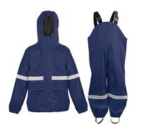 Navis Marine Kids Waterproof Rain Jacket and Bib Pants Set, 2-Piece Reflective Windproof Rain Suit for Boys & Girls 1-14 Years NS011（NY,2-4Y