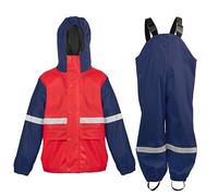 Navis Marine Kids Waterproof Rain Jacket and Bib Pants Set, 2-Piece Reflective Windproof Rain Suit for Boys & Girls 1-14 Years NS011（NRD,12-14Y