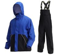 Navis Marine Men’s PRO Rain Suit Set - Heavy Duty Waterproof Jacket & Bib Trousers with Reflective Strips for Outdoor Workwear, Fishing & Extreme Weather WS-005(Royal Blue,S)