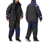 Navis Marine Men’s Sailing Jacket & Bib Trousers Set - Waterproof Offshore & Coastal Sailing Gear with Hi-Vis Hood, Breathable Foul Weather Yacht Racing Suit NS-147(BLACK,L)