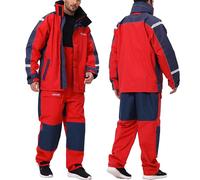 Navis Marine Men's Coastal Sailing Jacket & Bib Pants Combo-Waterproof, Breathable Offshore Hard Shell, Durable Gear NS147(Red,2XL)