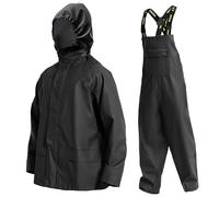 Navis Marine Men's Heavy Duty 3-Piece Waterproof Rain Suit Jacket & Trousers - Outdoor Workwear JourneyMan WS-003(Black,3XL)