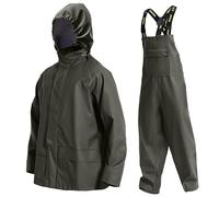 Navis Marine Men's Heavy Duty 3-Piece Waterproof Rain Suit Jacket & Trousers - Outdoor Workwear JourneyMan WS-003(Green,XL)