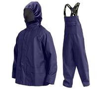 Navis Marine Men's Heavy Duty 3-Piece Waterproof Rain Suit Jacket & Trousers - Outdoor Workwear JourneyMan WS-003(Blue,S)