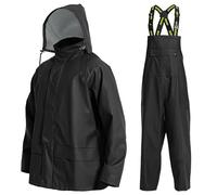 Navis Marine Men's Heavy Duty 3-Piece Waterproof Rain Suit Jacket & Trousers - Outdoor Workwear JourneyMan WS-003(Black,S)