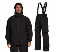 Navis Marine Men's Softshell Work Jacket & Bib Trousers Set | Utility Pockets, Water Resistant, Hi-Vis, 4-Way Stretch, Fleece Lined, Breathable Mesh, For Construction & Outdoor Trades