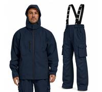 Navis Marine Men's Softshell Work Jacket & Bib Trousers Set | Utility Pockets, Water Resistant, Hi-Vis, 4-Way Stretch, Fleece Lined, Breathable Mesh, For Construction & Outdoor Trades