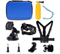 Navitech 9 in 1 Action Camera Accessory Combo Kit And Rugged Blue Storage Case Compatible With The Dragon Touch Vision 3 4K WiFi Sports Action Camera