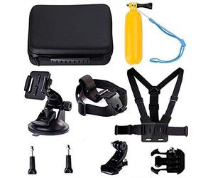 Navitech 9 in 1 Action Camera Accessory Combo Kit And Rugged Grey Storage Case Compatible With The EasyPix GoXtreme Deep Sea | Nano | Race | WiFi Action Camera
