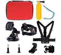 Navitech 9 in 1 Action Camera Accessory Combo Kit And Rugged Red Storage Case Compatible With The Nilox EVO 360+ Action Camera